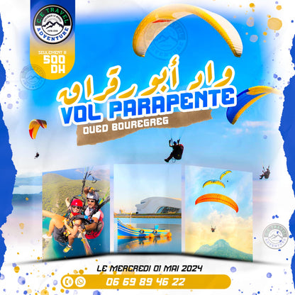 VOL - EN PARAPENTE AU-DESSUS DE L’OUED BOUREGREG